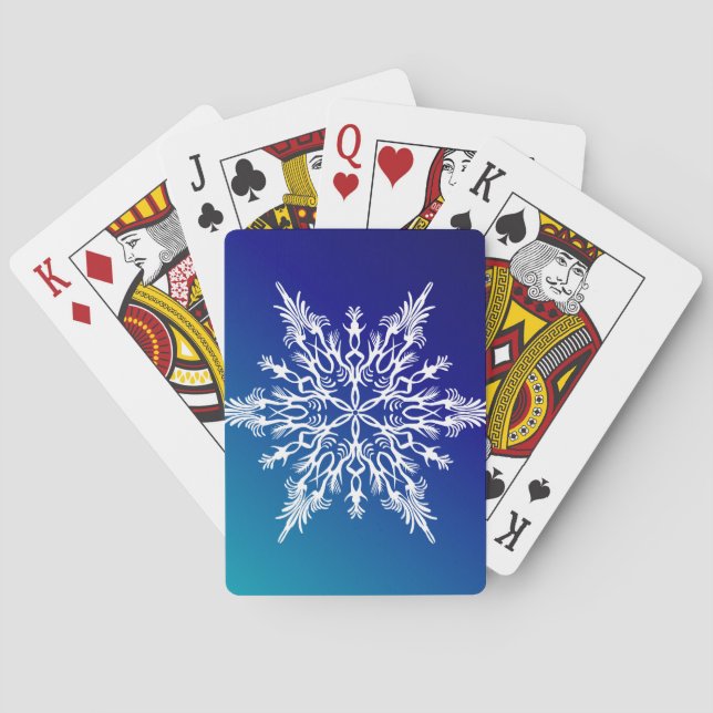 SNOWFLAKE  on Blue Poker Cards (Back)