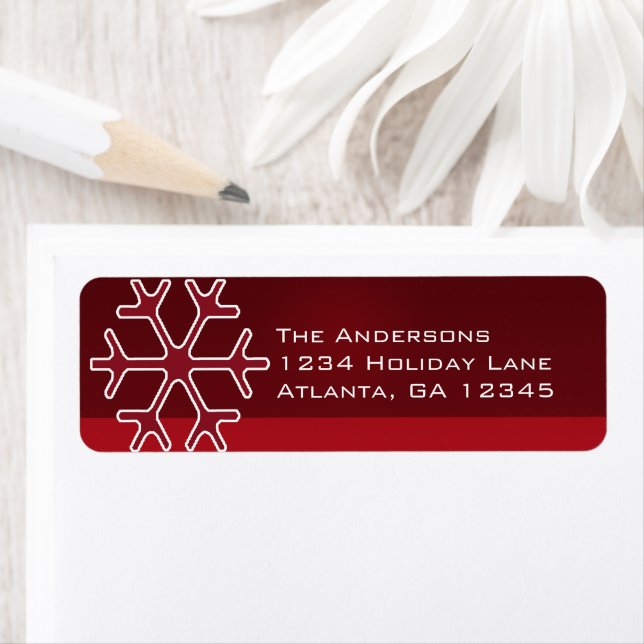 Snowflake on Burgundy Christmas Labels (Insitu)