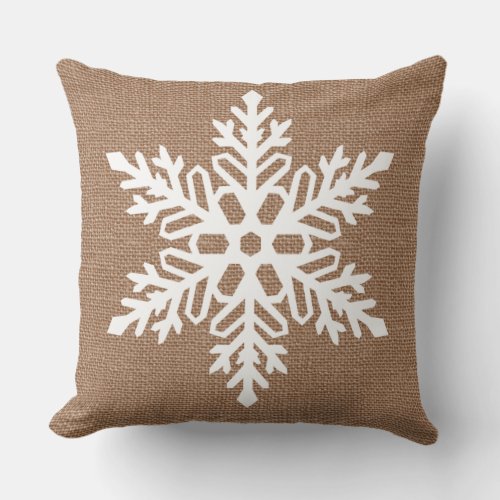 Snowflake on Burlap Country Style Christmas Outdoor Pillow