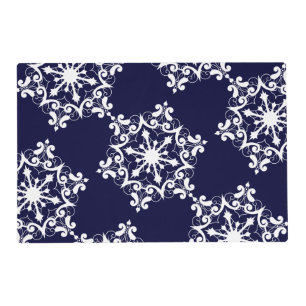 Snowflake On Dark Blue Placemat