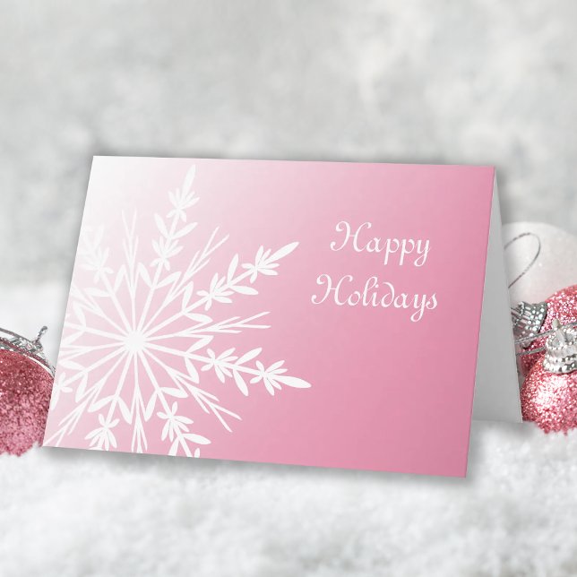 Snowflake on Pink Business Christmas Card (Creator Uploaded)