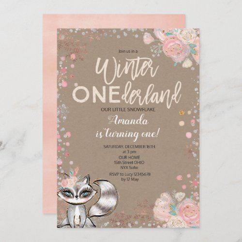 Snowflake ONEderland 1st Birthday Invitation