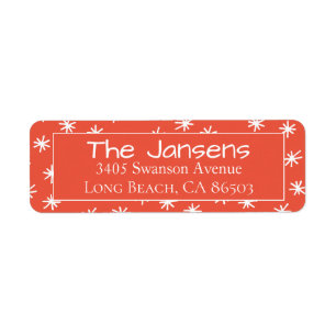 Snowflake Orange Return Address Label