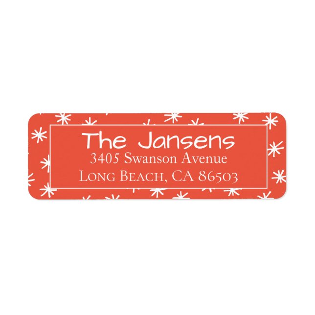 Snowflake Orange Return Address Label (Front)