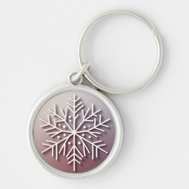 Snowflake Ornament Icon – Winter Holiday Design  Keychain (Front)