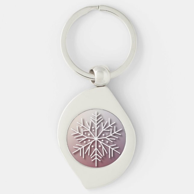 Snowflake Ornament Icon – Winter Holiday Design  Keychain (Front)