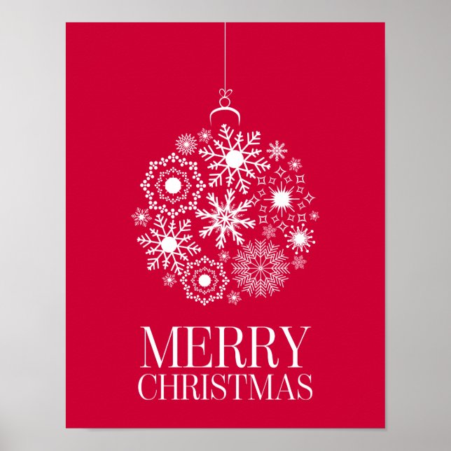 Snowflake Ornament Merry Christmas Holiday Poster (Front)