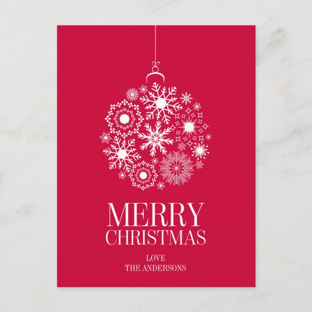 Snowflake Ornament Merry Christmas Postcard (Front)