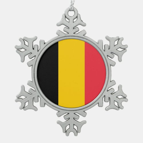 Snowflake Ornament with Belgium Flag