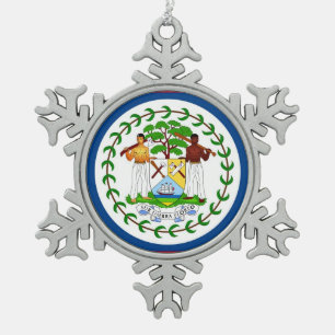 Snowflake Ornament with Belize Flag
