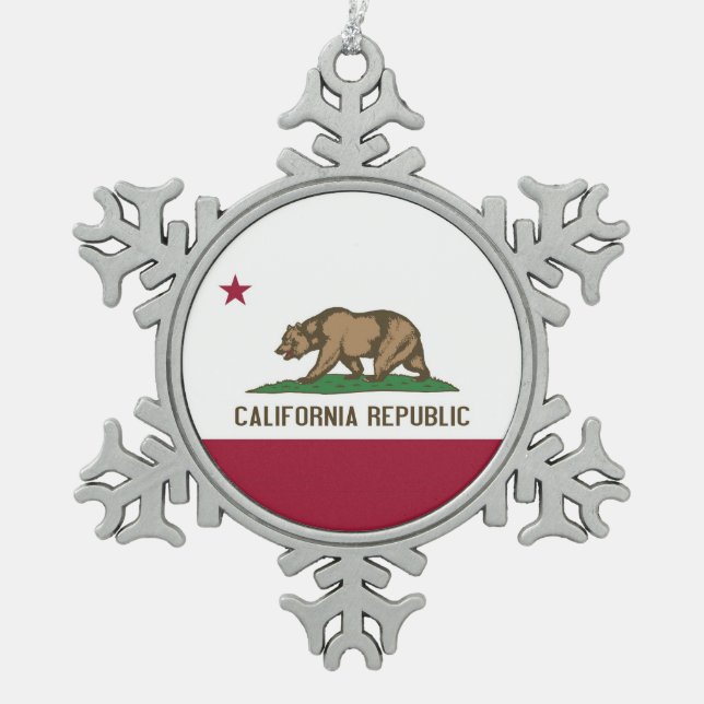 Snowflake Ornament with California Flag (Front)