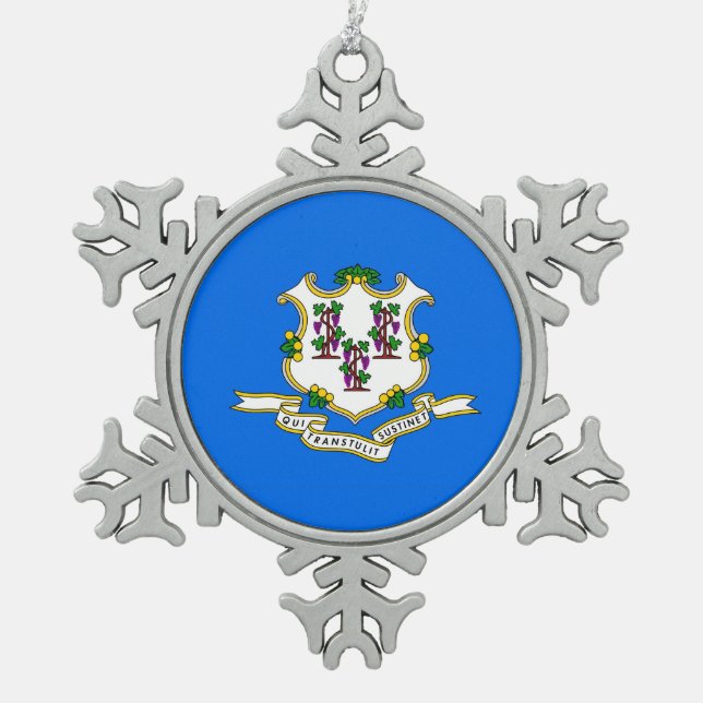 Snowflake Ornament with Connecticut Flag (Front)