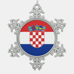Snowflake Ornament with Croatia Flag