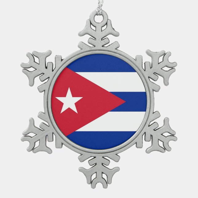 Snowflake Ornament with Cuba Flag (Front)