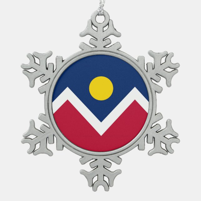 Snowflake Ornament with Denver City Flag (Front)