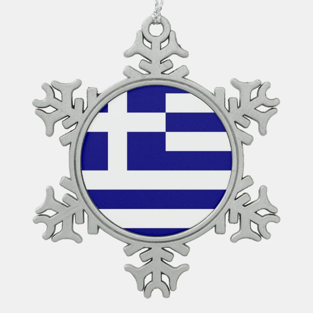 Snowflake Ornament with Greece Flag (Front)