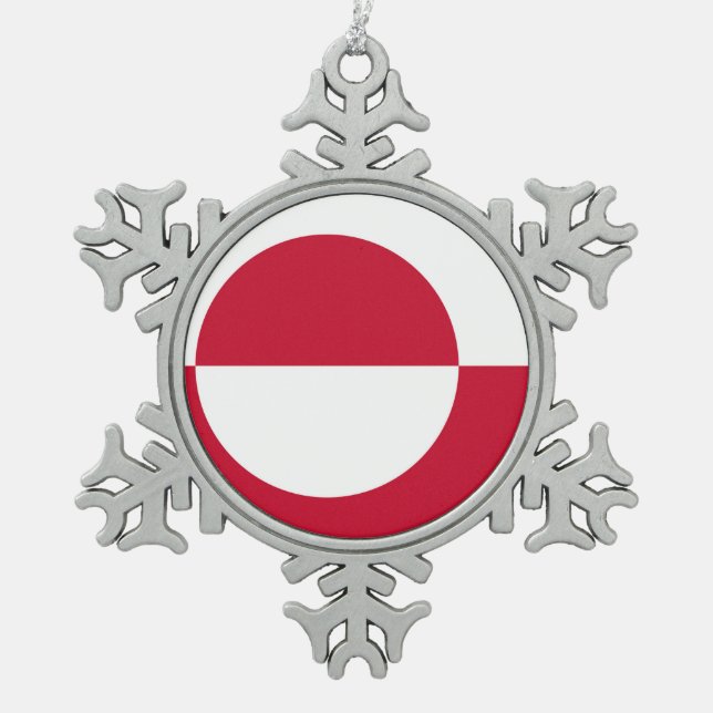 Snowflake Ornament with Greenland Flag (Front)