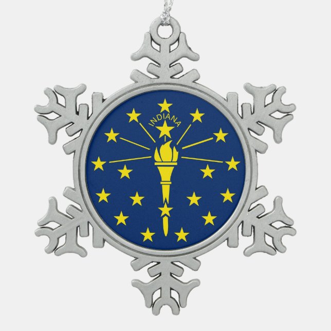 Snowflake Ornament with Indiana Flag (Front)