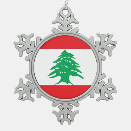 Snowflake Ornament with Lebanon Flag