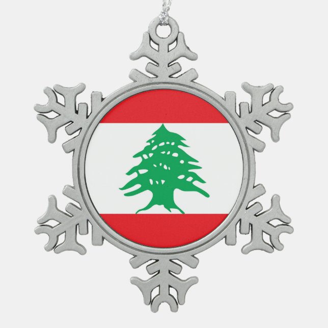 Snowflake Ornament with Lebanon Flag (Front)