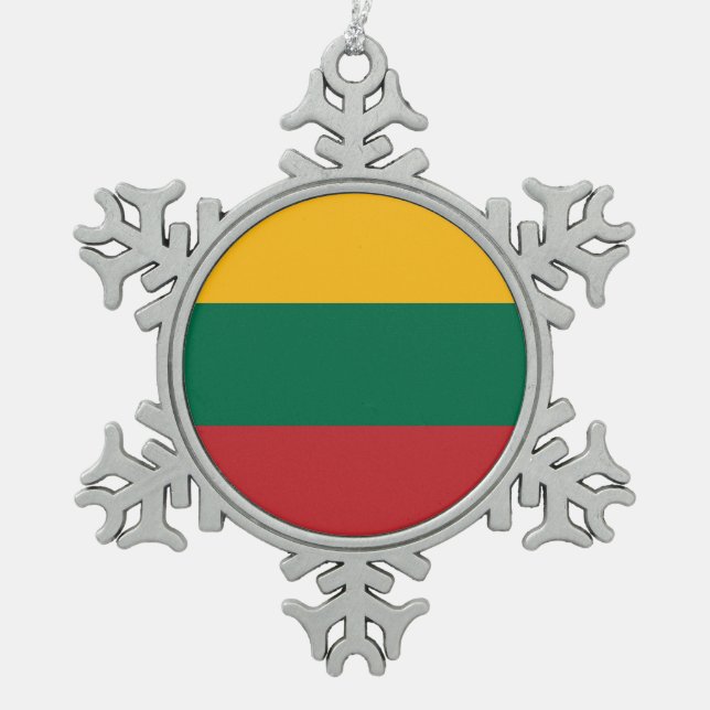 Snowflake Ornament with Lithuania Flag (Front)