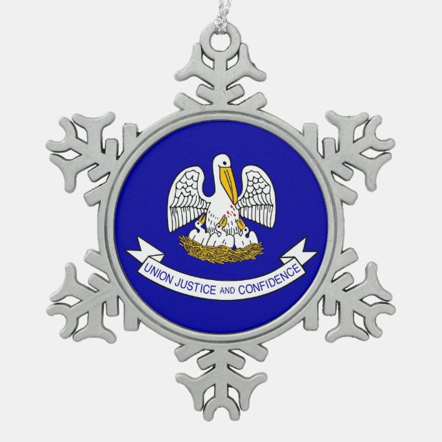 Snowflake Ornament with Lousiana Flag (Front)