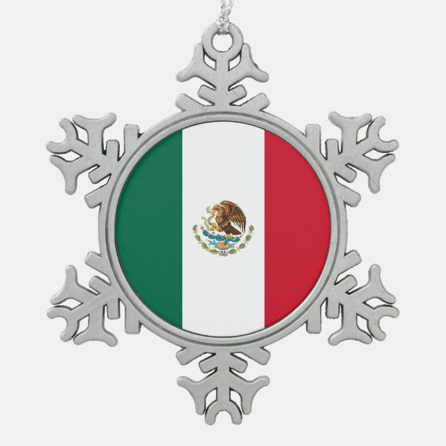 Snowflake Ornament with Mexico Flag (Front)