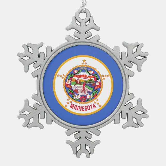 Snowflake Ornament with Minnesota Flag (Front)