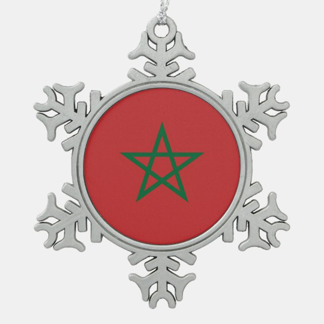 Snowflake Ornament with Morocco Flag (Front)