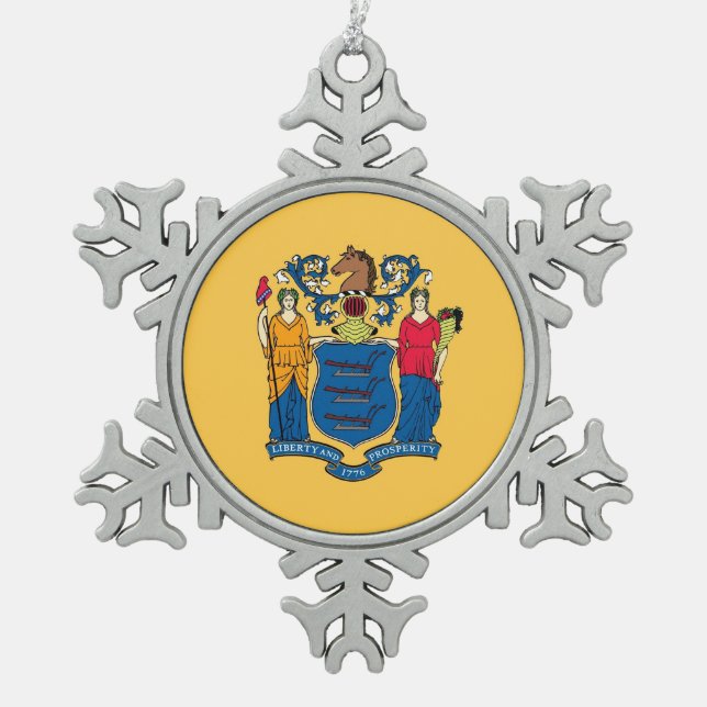 Snowflake Ornament with New Jersey Flag (Front)