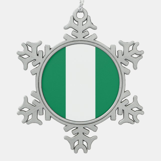 Snowflake Ornament with Nigeria Flag (Front)