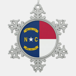 Snowflake Ornament with North Carolina Flag