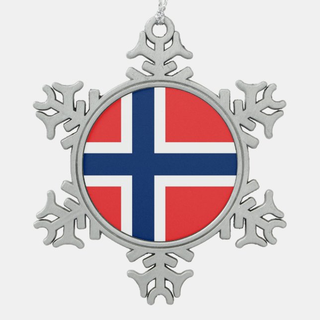 Snowflake Ornament with Norway Flag (Front)