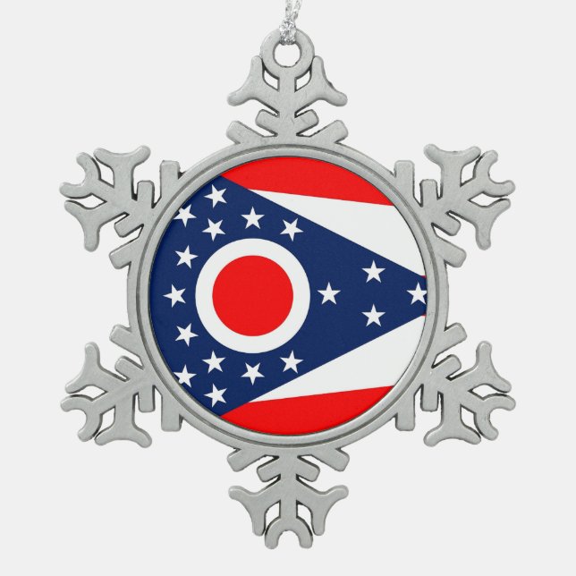 Snowflake Ornament with Ohio Flag (Front)
