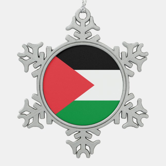 Snowflake Ornament with Palestine Flag (Front)