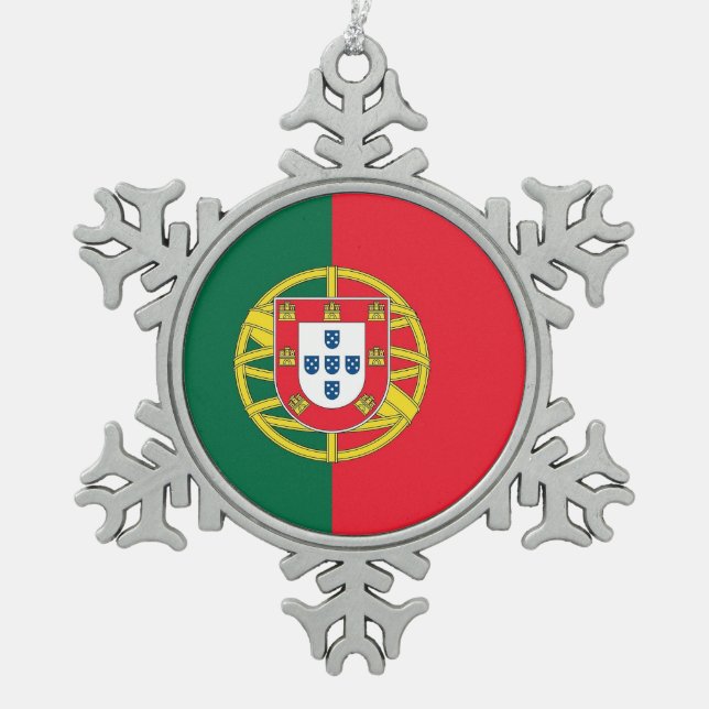 Snowflake Ornament with Portugal Flag (Front)