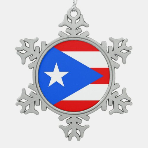 Snowflake Ornament with Puerto Rico Flag