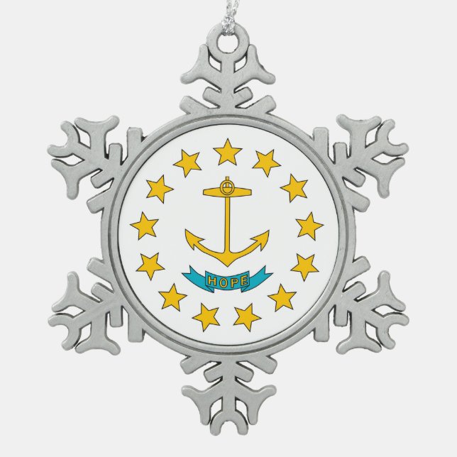 Snowflake Ornament with Rhode Island Flag (Front)
