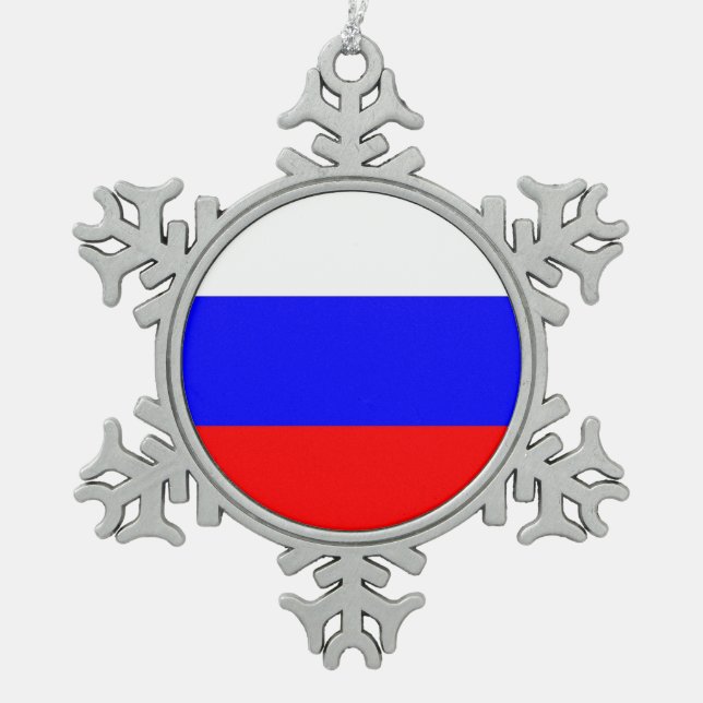 Snowflake Ornament with Russia Flag (Front)
