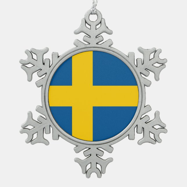 Snowflake Ornament with Sweden Flag (Front)