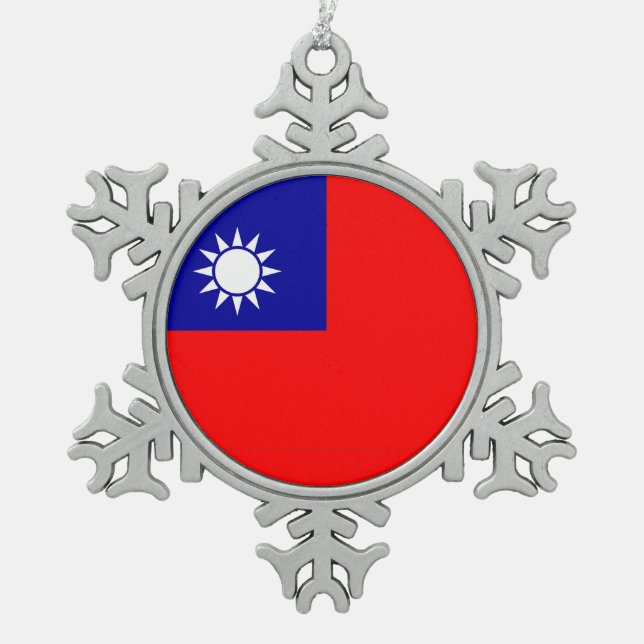 Snowflake Ornament with Taiwan Flag (Front)