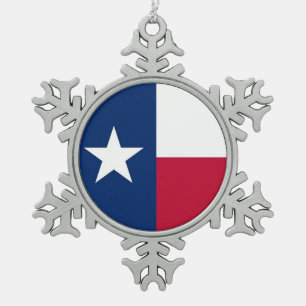Snowflake Ornament with Texas Flag