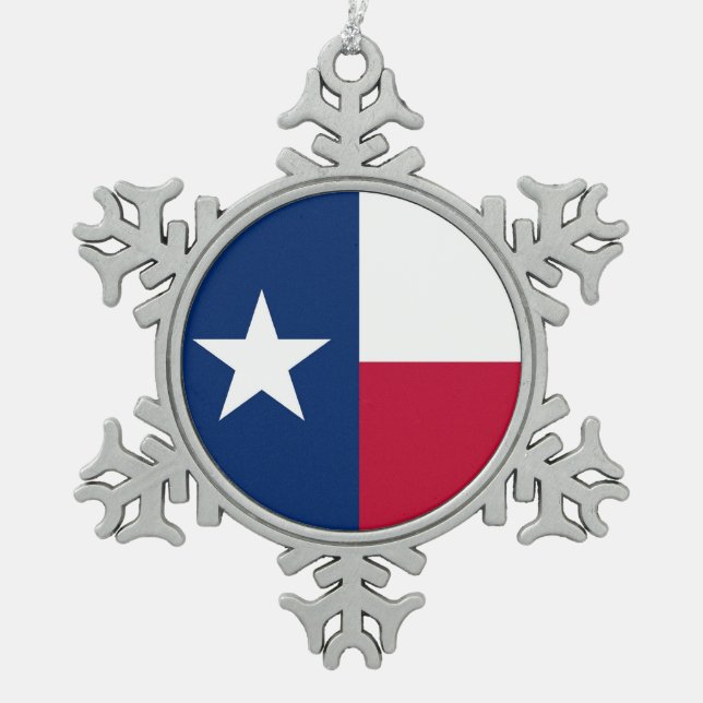 Snowflake Ornament with Texas Flag (Front)