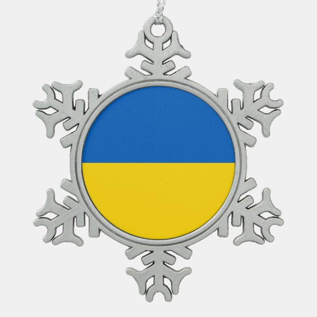Snowflake Ornament with Ukraine Flag (Front)