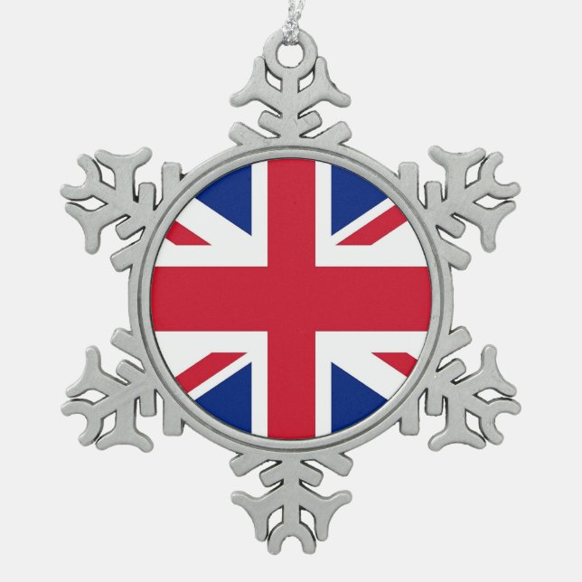 Snowflake Ornament with United Kingdom Flag (Front)
