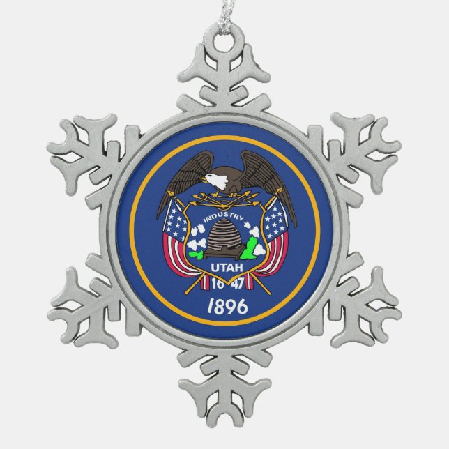 Snowflake Ornament with Utah Flag (Front)