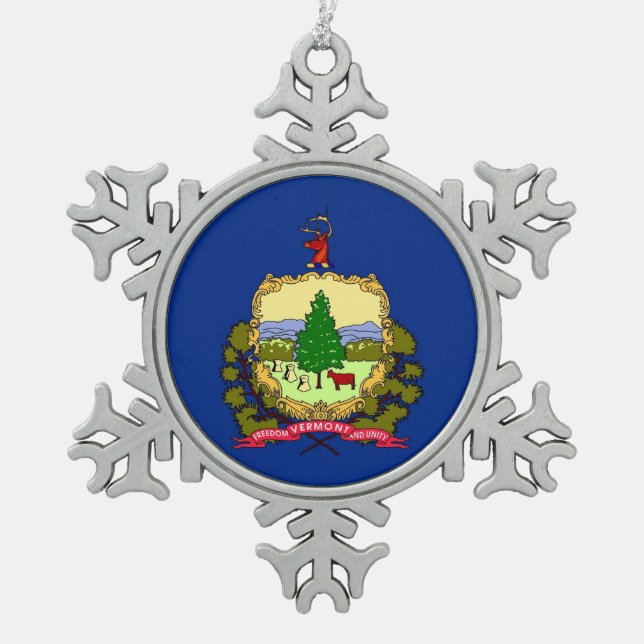 Snowflake Ornament with Vermont Flag (Front)