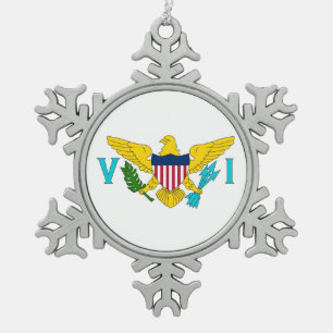 Snowflake Ornament with Virgin Islands Flag
