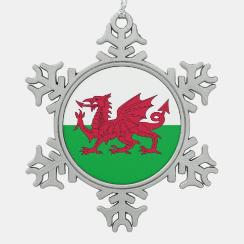 Snowflake Ornament with Wales Flag