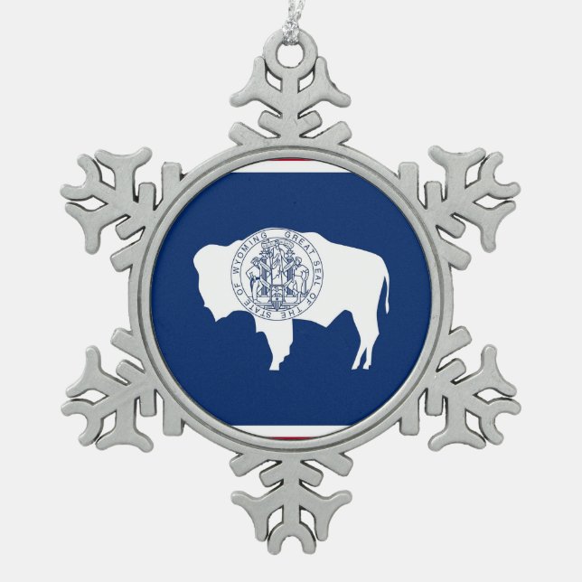Snowflake Ornament with Wyoming Flag (Front)